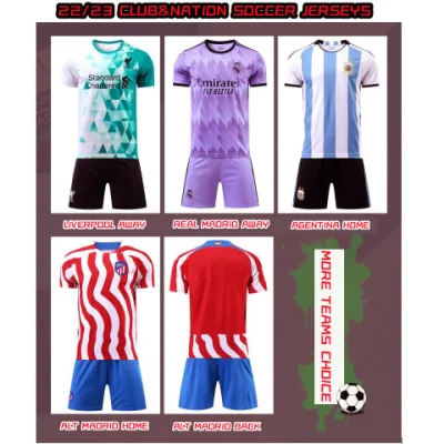100% Polyester Breathable Quick-Drying Customized Sublimation Embroidered Thailand Youth Club Football World Cup Soccer Jerseys Wholesale Stock