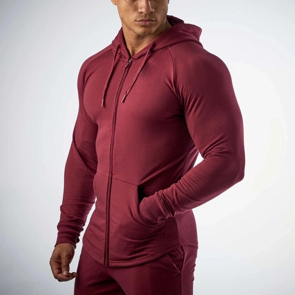 Custom Sports Wear Fitness Slim Fit Hoodies Full Zipper Men Jacket