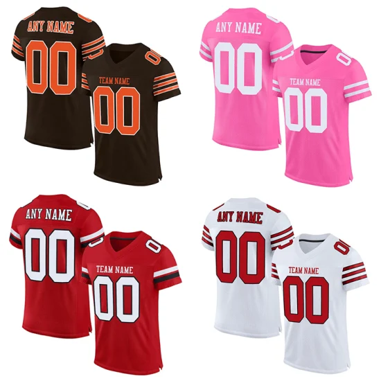 American Football Uniform Custom Fashion Men Youth Team Mesh Design American Rugby Football Jersey